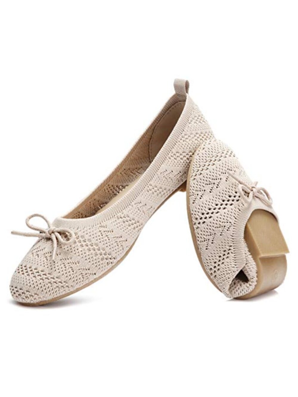 Women's Crochet Lace Mesh Ballet Flats Round Toe Slip On Casual Dress Shoes